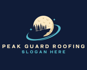 Tree Forest Moon Peak logo design