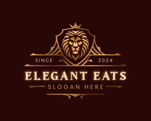 Elegant Lion Crest Shield logo design