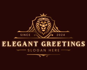 Elegant Lion Crest Shield logo design