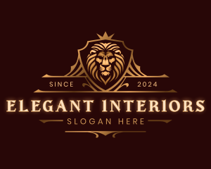 Elegant Lion Crest Shield logo design