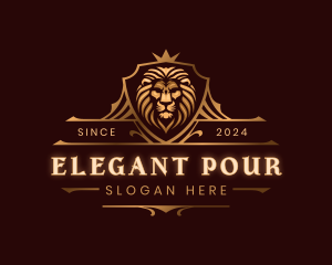 Elegant Lion Crest Shield logo design