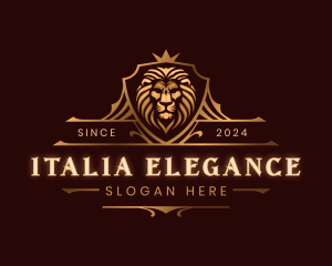 Elegant Lion Crest Shield logo design