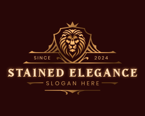 Elegant Lion Crest Shield logo design