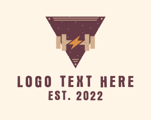 Rustic - Thunder Dumbbell Badge logo design