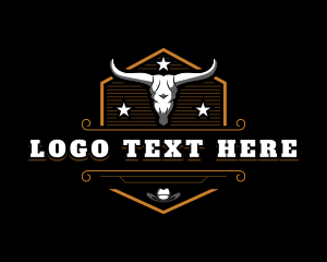 Bull - Rustic Bull Horn logo design