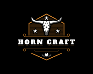 Rustic Bull Horn logo design