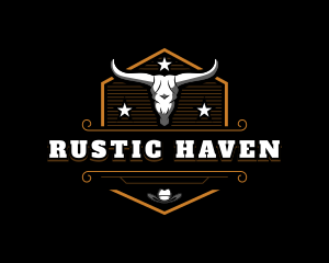 Rustic Bull Horn logo design