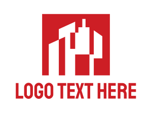 Town - Red & White Buildings logo design