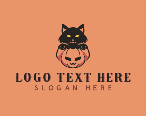 Scary - Halloween Pumpkin Cat logo design