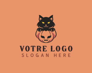 Halloween Pumpkin Cat Logo