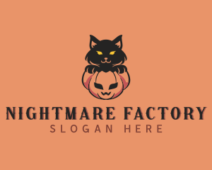 Halloween Pumpkin Cat logo design