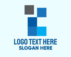 Square - Blue Square Pixel logo design