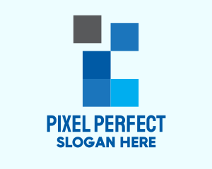 Blue Square Pixel logo design