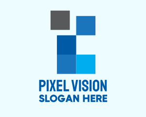 Blue Square Pixel logo design