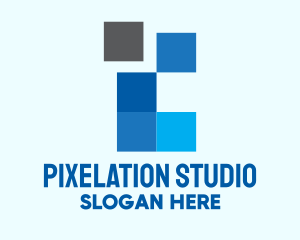 Blue Square Pixel logo design