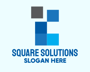 Blue Square Pixel logo design