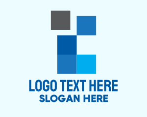 Networking - Blue Square Pixel logo design