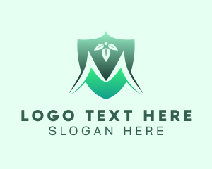 Green - Letter M Shield Leaf logo design