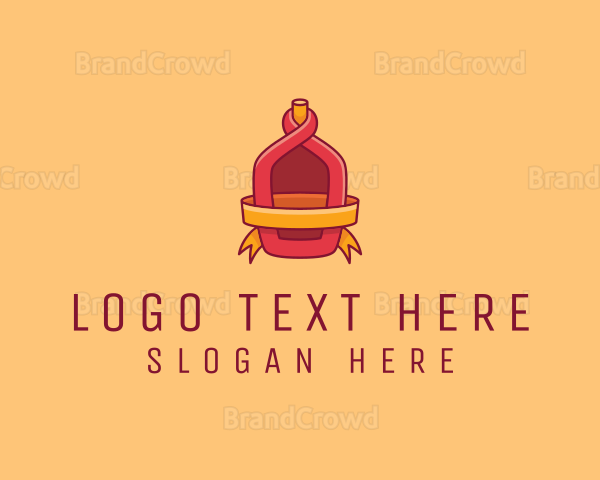 Red Alcohol Bottle Flask Logo