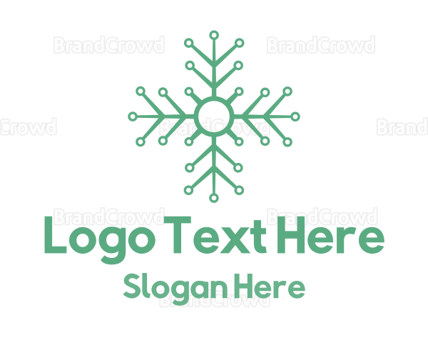 Green Circuit Snowflake Logo