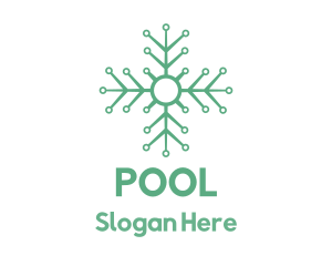 Natural - Green Circuit Snowflake logo design