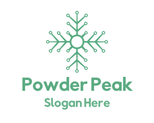 Ski - Green Circuit Snowflake logo design