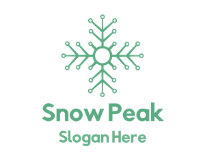Skiing - Green Circuit Snowflake logo design
