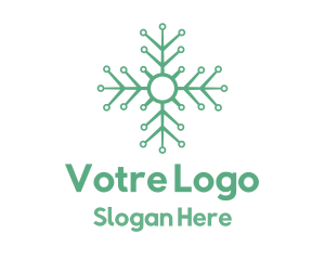 Winter - Green Circuit Snowflake logo design
