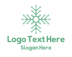 Ski - Green Circuit Snowflake logo design