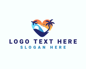 Sea - Heart Plane Travel logo design