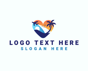 Tropical - Heart Plane Travel logo design
