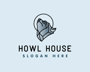 Howl - Geometric Wolf Moon logo design