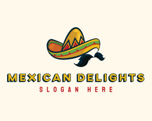 Mustache Mexican Hat logo design