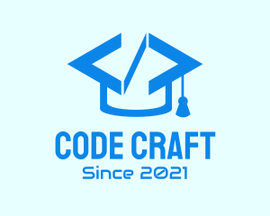 Coding - Graduation Cap Code logo design