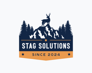 Forest Mountain Stag logo design