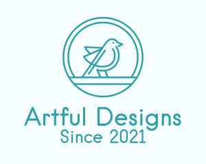 Blue Bird Line Art  logo design