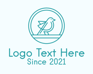 Aviary - Blue Bird Line Art logo design