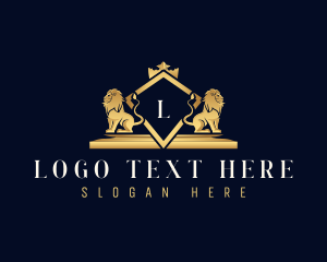 Crown - Deluxe Luxury Lion logo design