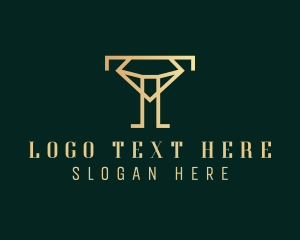 Gold - Diamond Jeweler Letter T logo design