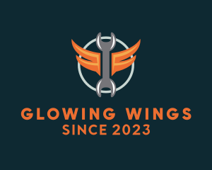 Winged Mechanic Wrench logo design