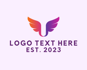 Skin Care - Gradient Wings  Letter U logo design