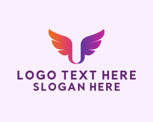 Gradient Wings  Letter U Logo