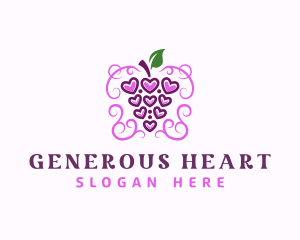 Grape Wine Heart logo design