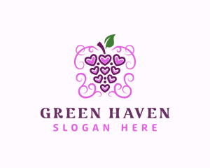 Grape Wine Heart logo design