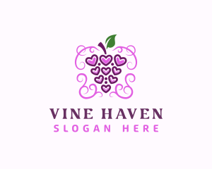 Grape Wine Heart logo design