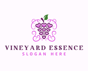 Grape Wine Heart logo design