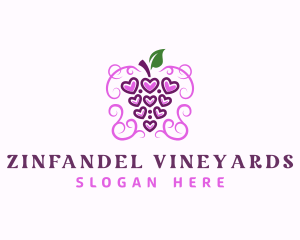 Grape Wine Heart logo design