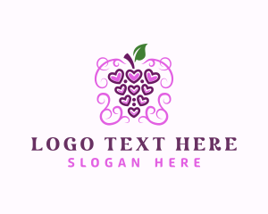 Romantic - Grape Wine Heart logo design