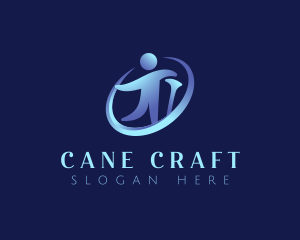 Cane - Human Walking Cane logo design