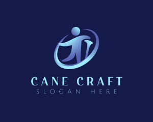 Human Walking Cane logo design